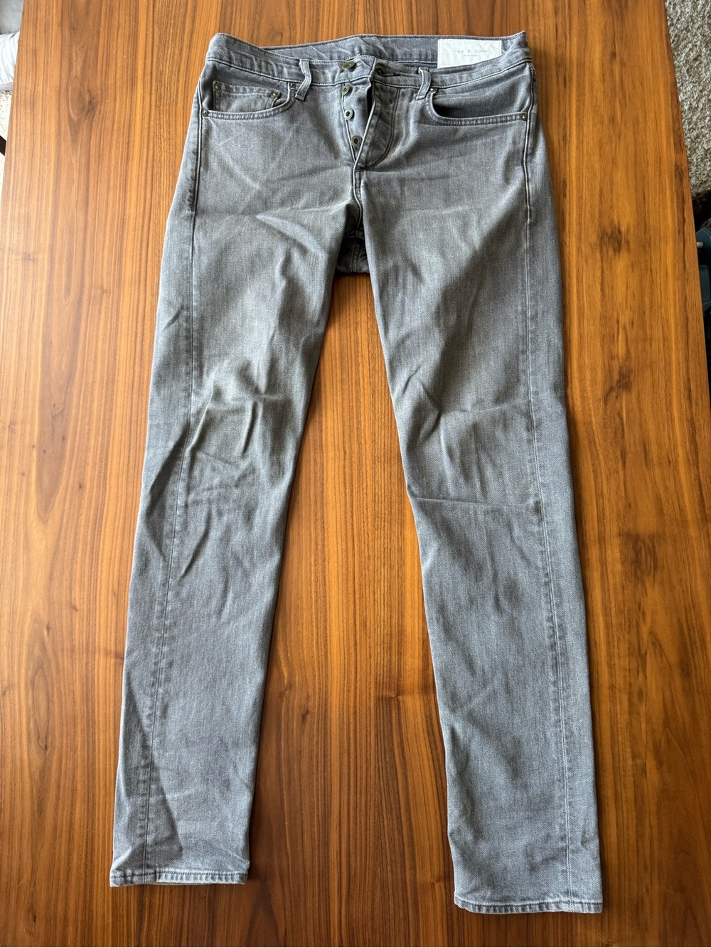 Rag & Bone Men's Fit 2 Slim Grey Button-Fly Jeans